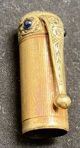 PLUMA ESTILOGRÁFICA WATERMAN 42 SAFETY CONTINENTAL GOLD SUPERPOSICIÓN Y PIEDRAS c1920 v/g - Imagen 3 de 9
