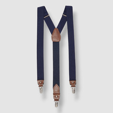 Club Room Men's Blue Solid Elastic Stretch Metal Clip-ON End Suspenders