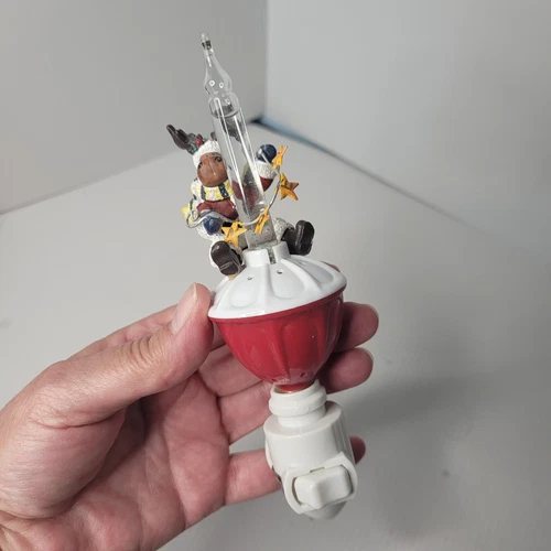 Christmas Reindeer Santa Night Light 6"h Very Cute!