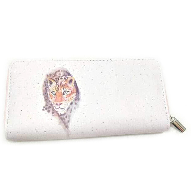 Leopard Cream Zip Purse Black Ginger Kat Jackson British Artist Animal Large Fun