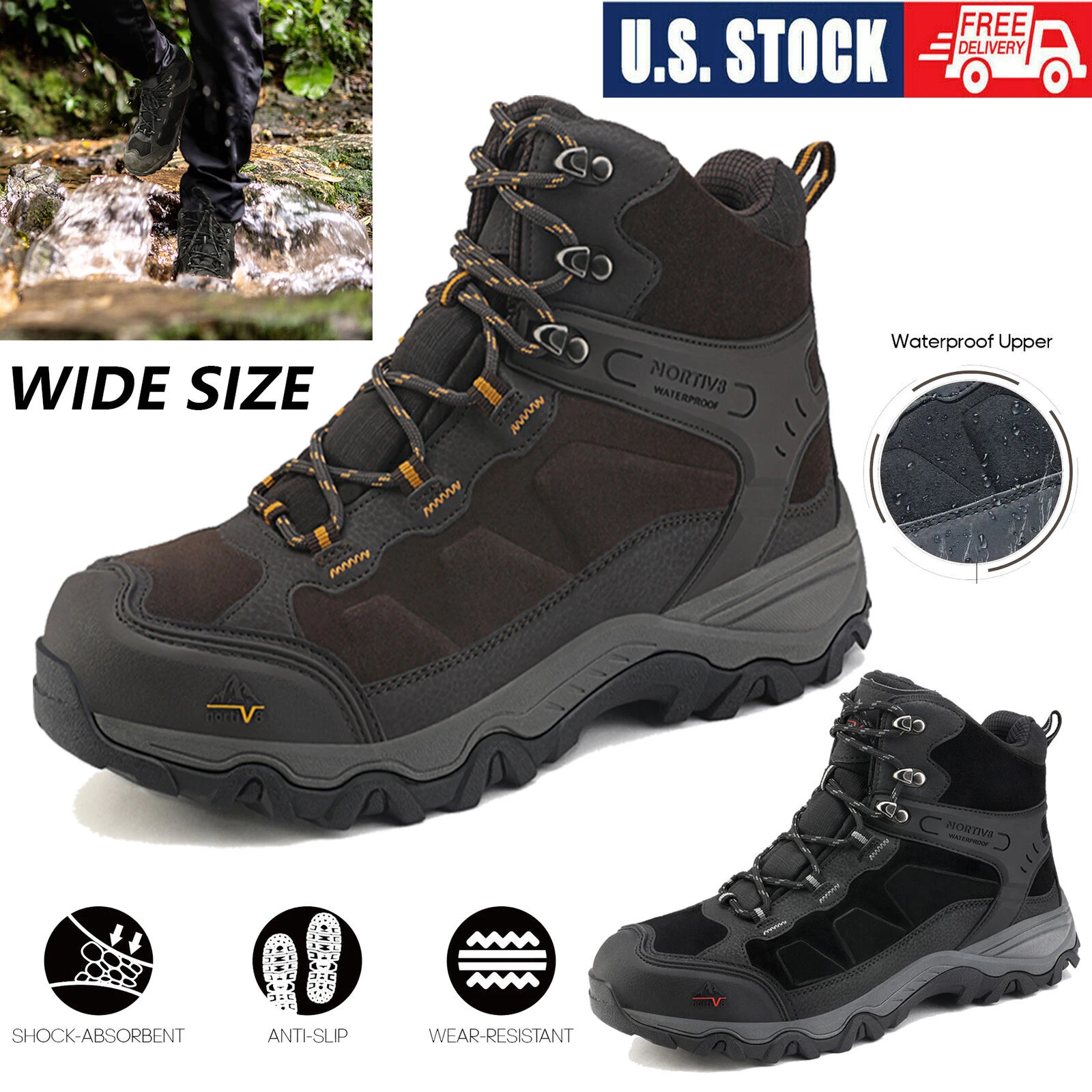 Men's Hiking Boots Waterproof Non-slip Trekking Traveling Boots * Wide Size
Opens in a new window or