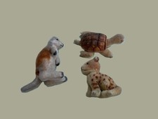 3 small Steiff animals turtle kangaroo and lion cub