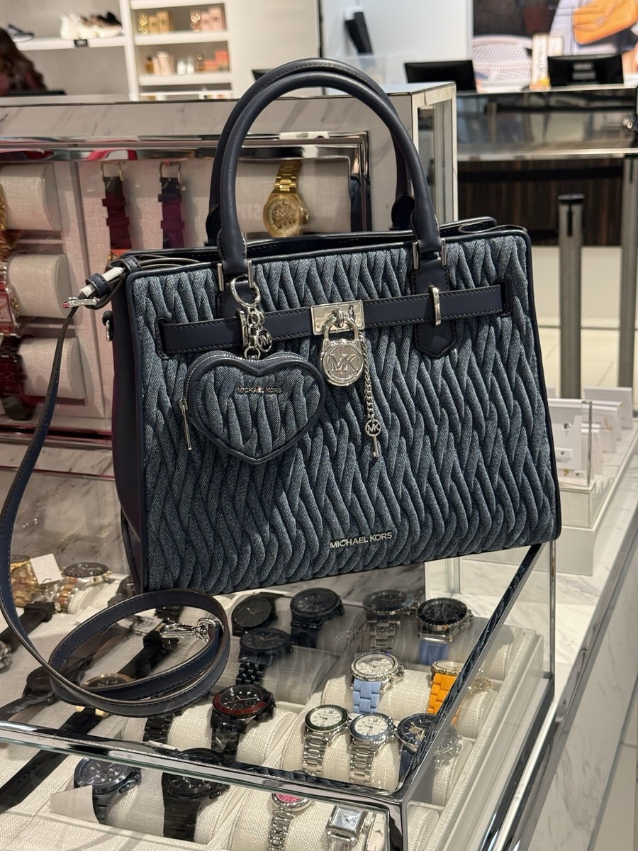 MICHAEL KORS Hamilton Medium Matelassé Denim Satchel set | eBay