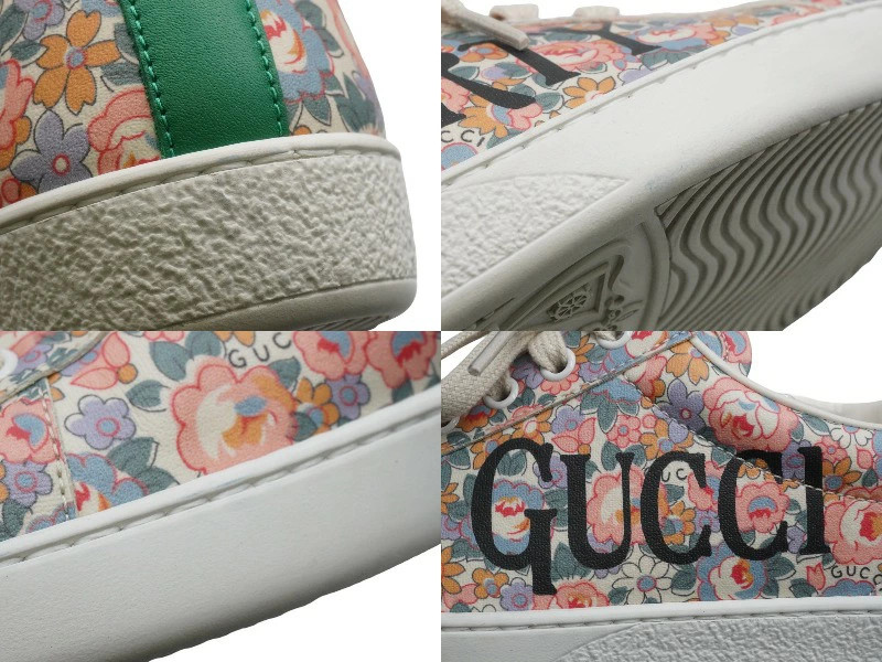GUCCI Ace Floral Sneakers Multicolor Logo Flower Shoes Leather 636357 Size 6 523 thumbnail 7