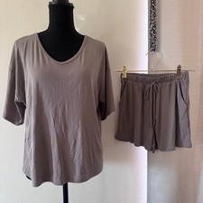 Blue Blush Women's Ribbed Short Sleeve V-Neck Top and Shorts Pajama Set