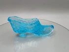 Fenton? Blue Glass Shoe Daisy & Button Pattern Slipper Vintage 5"L x 2"H
