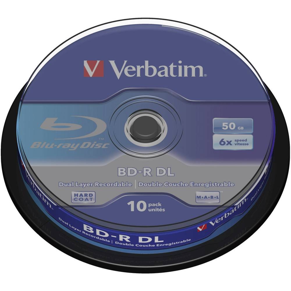 Blu-ray BD-R DL Verbatim 43746 de 50 GB en tour de 10 pièces pour stockage