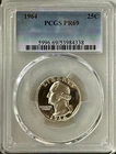 1964 SILVER PROOF WASHINGTON QUARTER PCGS PR69, SOME FROSTING, A BRILLIANT GEM