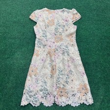 Shein Womens Floral Lace Mini Dress Pastel Pink Peach Cap Sleeve Size 6 M