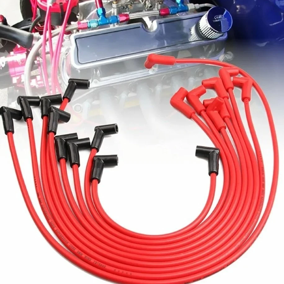 Juegos de cables de bujía 4048 8 mm HEI debajo del cabezal para SBC bloque pequeño Chevy 283 EE. UU. Foto 2 de 4