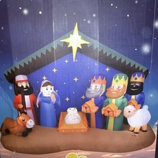 8FT Christmas Inflatables Nativity Scene Outdoor Decorations, Christmas Blow up