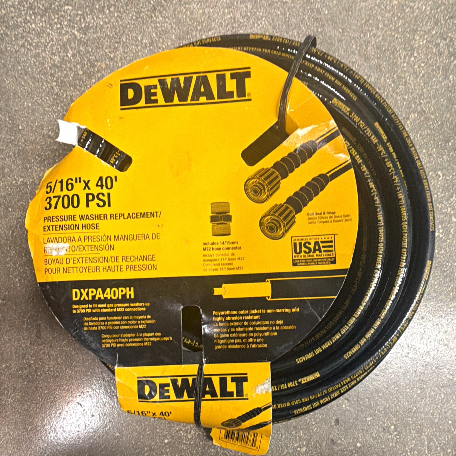 DEWALT DXPA40PH Pressure Washer Hose 40 ft 5/16 in 3700 PSI 160F