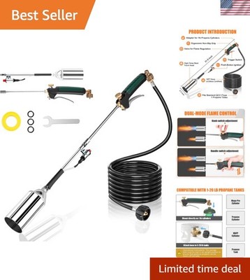 Propane Torch Weed Burner, High Output Blow Torch with 10FT Hose | Push-Butto...