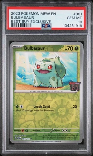 2023 POKEMON MEW EN-151 BEST BUY EXCLUSIVE #001 BULBASAUR PSA 10