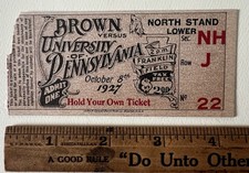 1927 Brown vs. University of Pennsylvania Football Game Ticket Stub