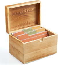 Index Card Holder, 3X5 Index Card Box, Wooden Index Card Organizer with 45 Divid