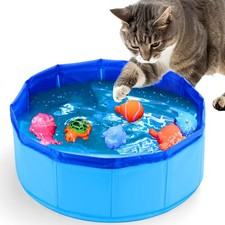Cat Pool Toy with Fish-Water Portable Water Toys for Bored Indoor Cats Self