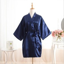 Silk Satin Kimono Wedding RobeGown Women Wedding Bridesmaid Sleepwear Bathrobe A