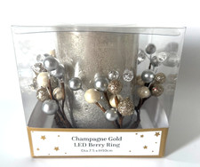 Wilko Champagne Gold LED Battery Operated Candle with Berry Ring New In Box