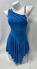Art Stone Dance Costume Leotard Size LC Large Child Blue Rhinestone Sequins
