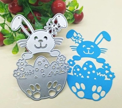 Rabbit with Eggs metal cutting die set Card Making Scrapbook Easter Bunny Basket