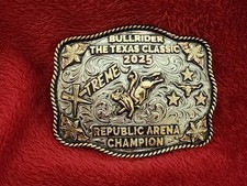 Rodeo  2025  X Treme BULLRIDING Champion Trophy Buckle  Republic Of Texas  Rare  W63
