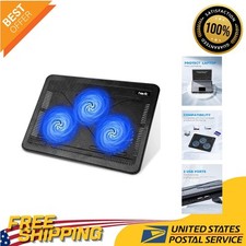 Portable Black/Blue Laptop Cooling Pad with Ultra-Quiet Fans  Adjustable Height