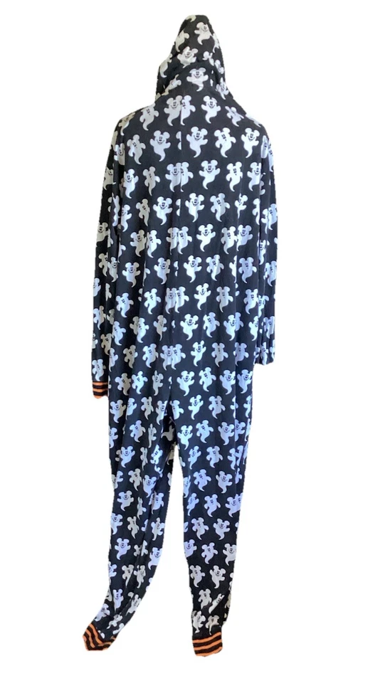 Disney Mickey Mouse Fantasma Ropa de Dormir Una Pieza Adulto-L Pjs Capucha Bolsillos Halloween Foto 4 de 4