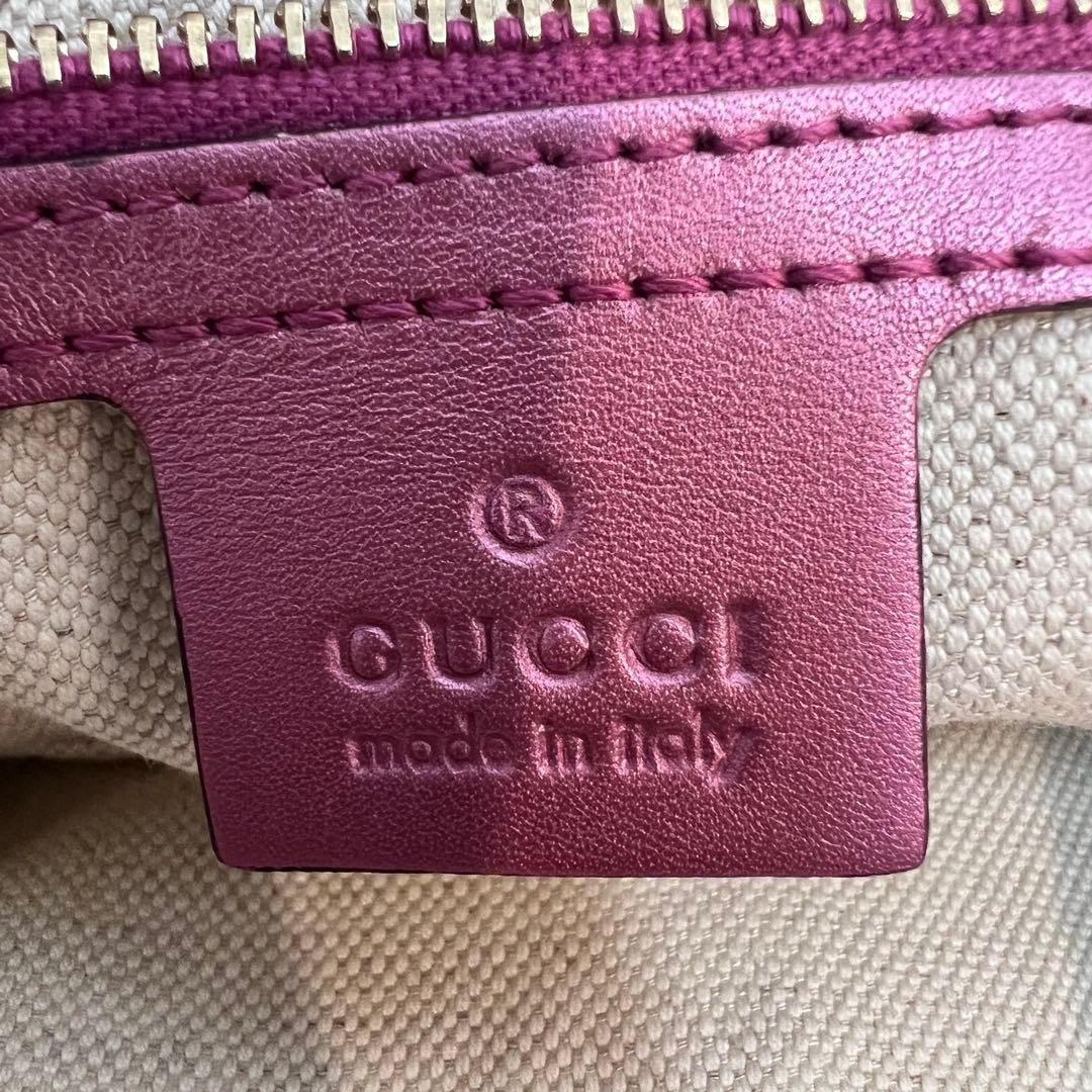 GUCCI Tote Bag Pink Canvas Leather Heart Charm Bamboo Gold Authentic Women's thumbnail 13