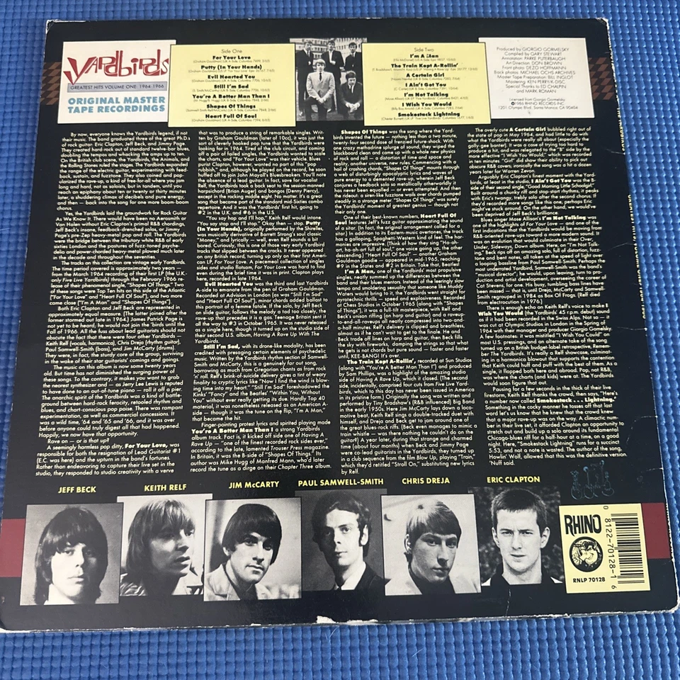 YARDBIRDS GREATEST HITS Vinyl LP VG+/VG Ultrasonically Cleaned - Image 2 of 4