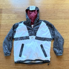 Vintage Nike Air Half Zip Pullover Jacket - Size M - White Gray Maroon - Macau