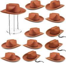 12 Pack Kids Brown Cowboy Hats Felt Western Costume Dress Up Party Favors Bulk