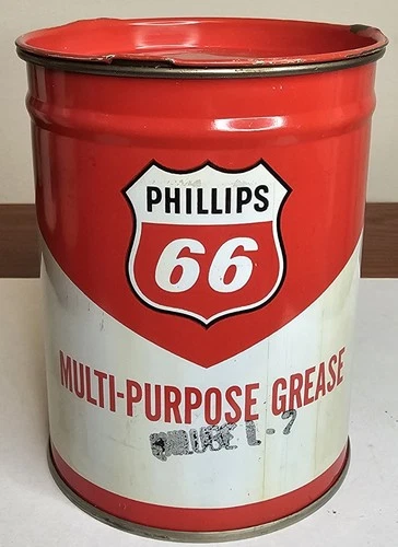 Vintage Phillips Multi-Purpose Grease One Pound Metal Can Gas Station Oil Full