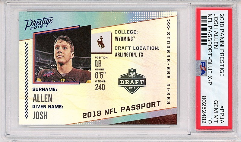 2018 -JOSH ALLEN- PSA 10 Prestige PASSPORT BLUE XTRA POINTS Rookie Card - RC