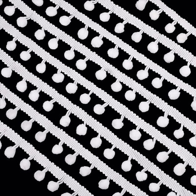 22 Yard Pom Poms Bälle Fransenbesatz, 24 mm Zierfransen Weißes Nähband Basteln P