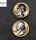 (2) 1954 Washington Quarter Set/Lot ~ Gem BU Rainbow Toned End Coins (ZQL89)