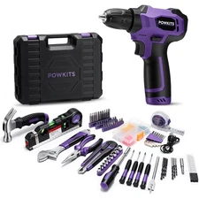 POWKITS Tool Kit: 139 PCS Cordless Drill Set with Li-Ion Battery, 8V Power Drill