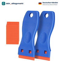 Mini Kunststoff Schaber Mit 30 Klingen Klebereste Entferner Blau Spachtel