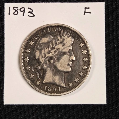 1893 Barber Silver Half Dollar - Fine Condition Better Date Coin