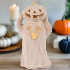 Primitive Halloween Lighted Pumpkin Ghost Figurine