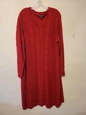 JESSICA LONDON DARK RED LONG SLEEVE MIDI CABLE KNIT SWEATER DRESS SIZE 22/24