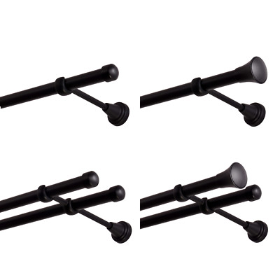Gardinenstange 19mm 1-läufig / 2-läufig Schwarz Metall 120cm bis 600cm_C4