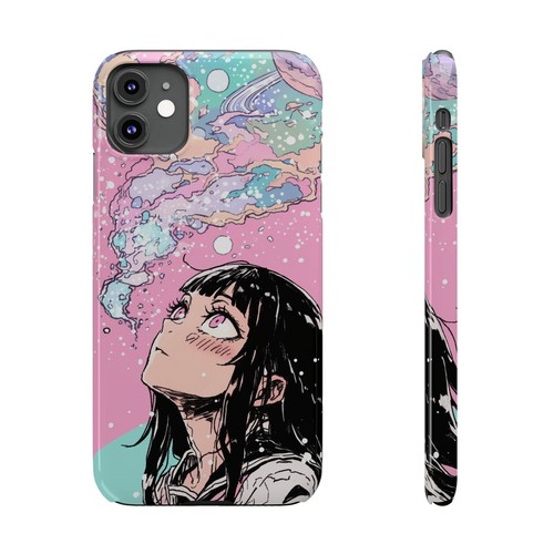 Anime Stargazing Phone Case, Slim Space iPhone Cover, Kawaii Manga Cute Girl - Picture 35 of 49