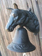 Massive Gusseisen Pferd Pferdekopf Wandglocke Türglocke Glocke Türklopfer 