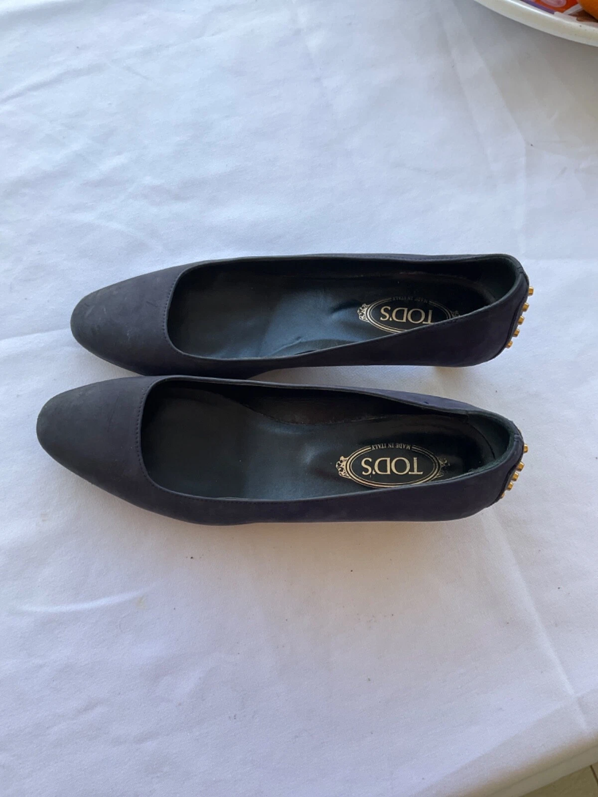 TOD’S TOD'S SCARPE TACCO BASSO BLU NAVY SCAMOSCIATE PUNTA MISURA EU 35 5 US 5 5