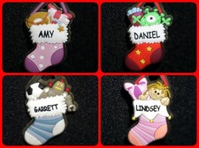 Mini Christmas Ornament Stocking Pre-Printed Names Tealight Fireplace TINY Rare