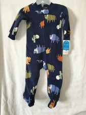 New Carter's Cow Fleece Pajama PJs Footie Sleeper Infant Boy Navy 6 m