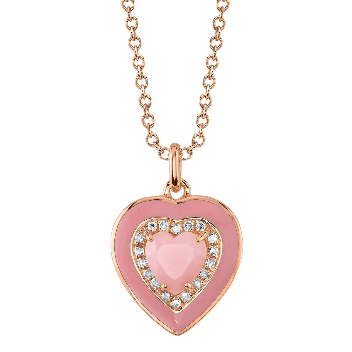 Collana Con Ciondolo A Cuore In Opale E Argento 925 JERWLI, Catena 45+5 Cm, Gioiello Ipoallergenico Per Donna