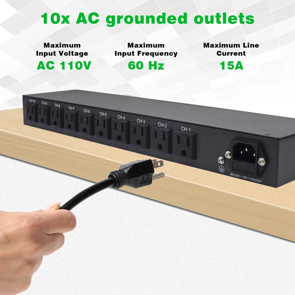10 Outlets 1U PDU Rack Mount Power Strip-Network Server Racks - Surge Protector - Image 4 of 4