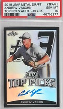Andrew Vaughn 2019 Leaf Metal Draft Top Picks Black Parallel AUTO PSA 10 SP 2/15